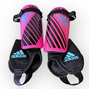 Pink Adidas Youth Shin Guards Pink w Black Straps Size Girls M For Ages 6-9